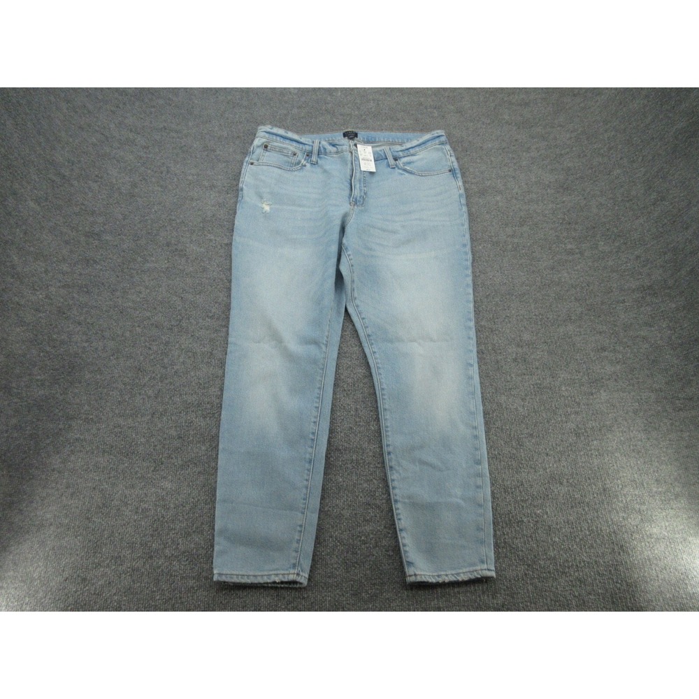 J.Crew Womens Jeans Skinny Light Wash NWT Blue 9 Inch Mid-Rise Distressed 32
